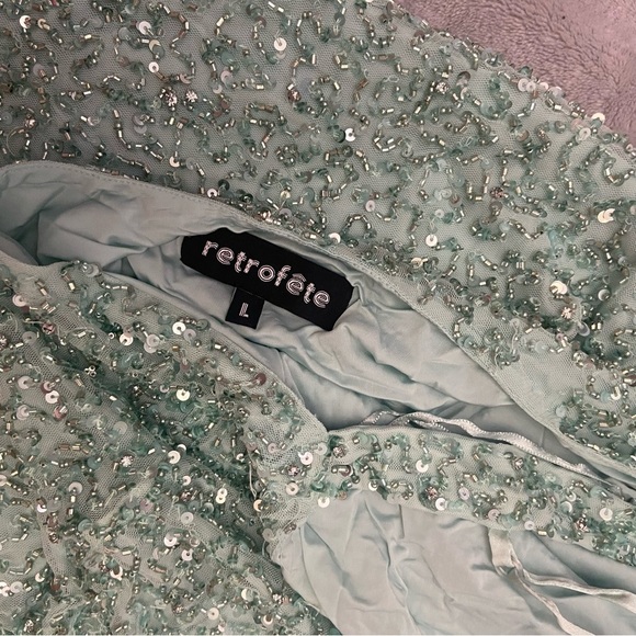 Retrofete Nolan Turquoise Powder Sequin Mini Dress 3158 - Picture 13 of 14